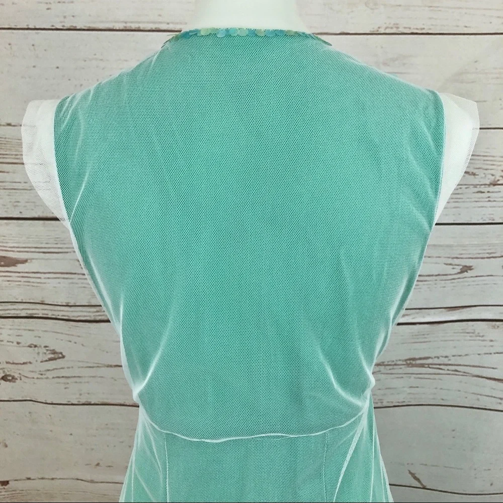 Rebecca Taylor Sea Green Sequin Mesh Dress PERFECT FOR TAYLOR SWIFT DEBUT ERA - Picture 6 of 8